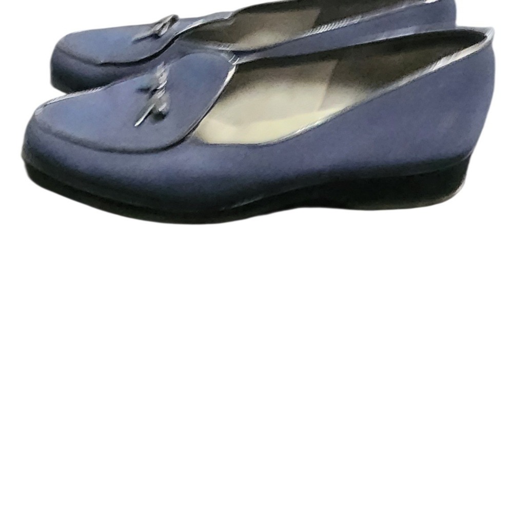 Stuart Weitzman Loafers Womens 7.5 Blue Good Bow Accent Low Block Heel Spain